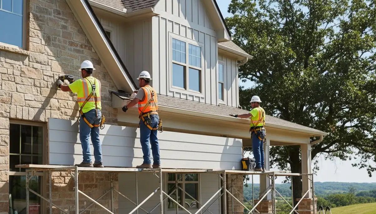Tulsa, OK siding contractor installing durable vinyl siding on a home exterior