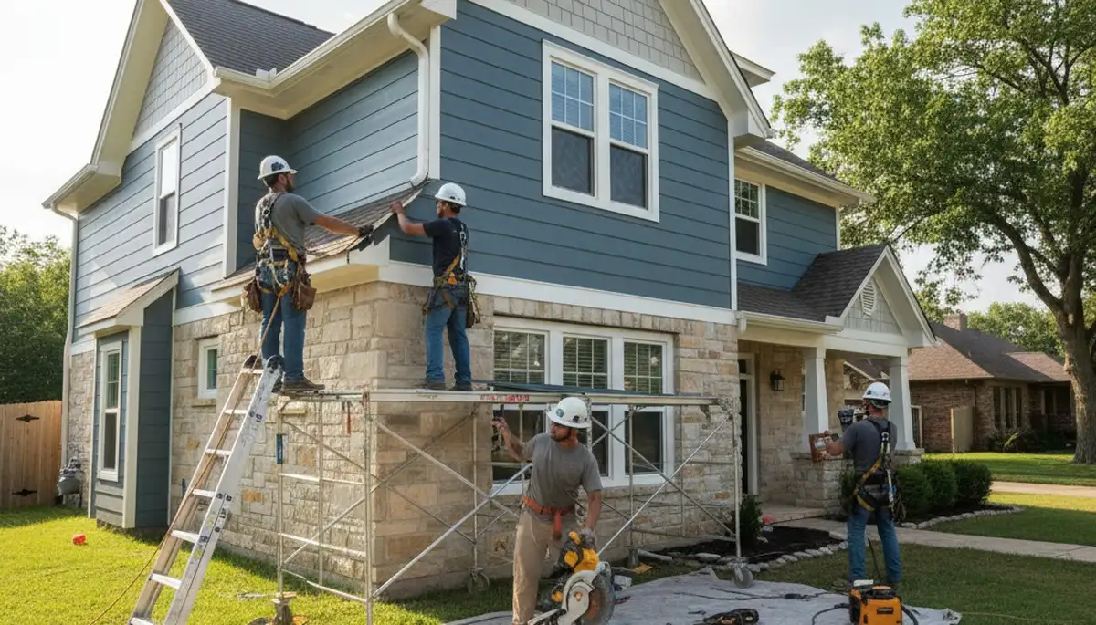Tulsa, OK siding contractor installing vinyl siding on a home for durable exterior protection