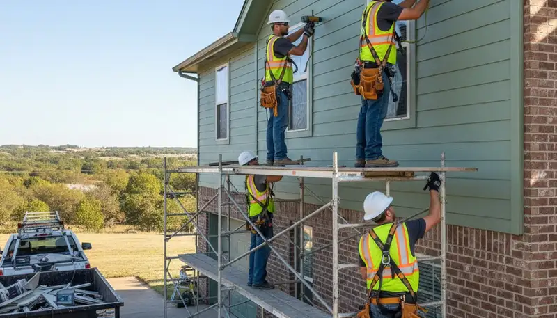 Vinyl siding installation by Tulsa, OK siding contractors for residential homes